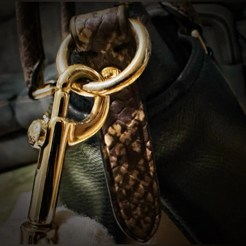 Vintage style Y2K Coach Black Satchel with Brown Accents tote shoulder bag - Picture 14 of 17